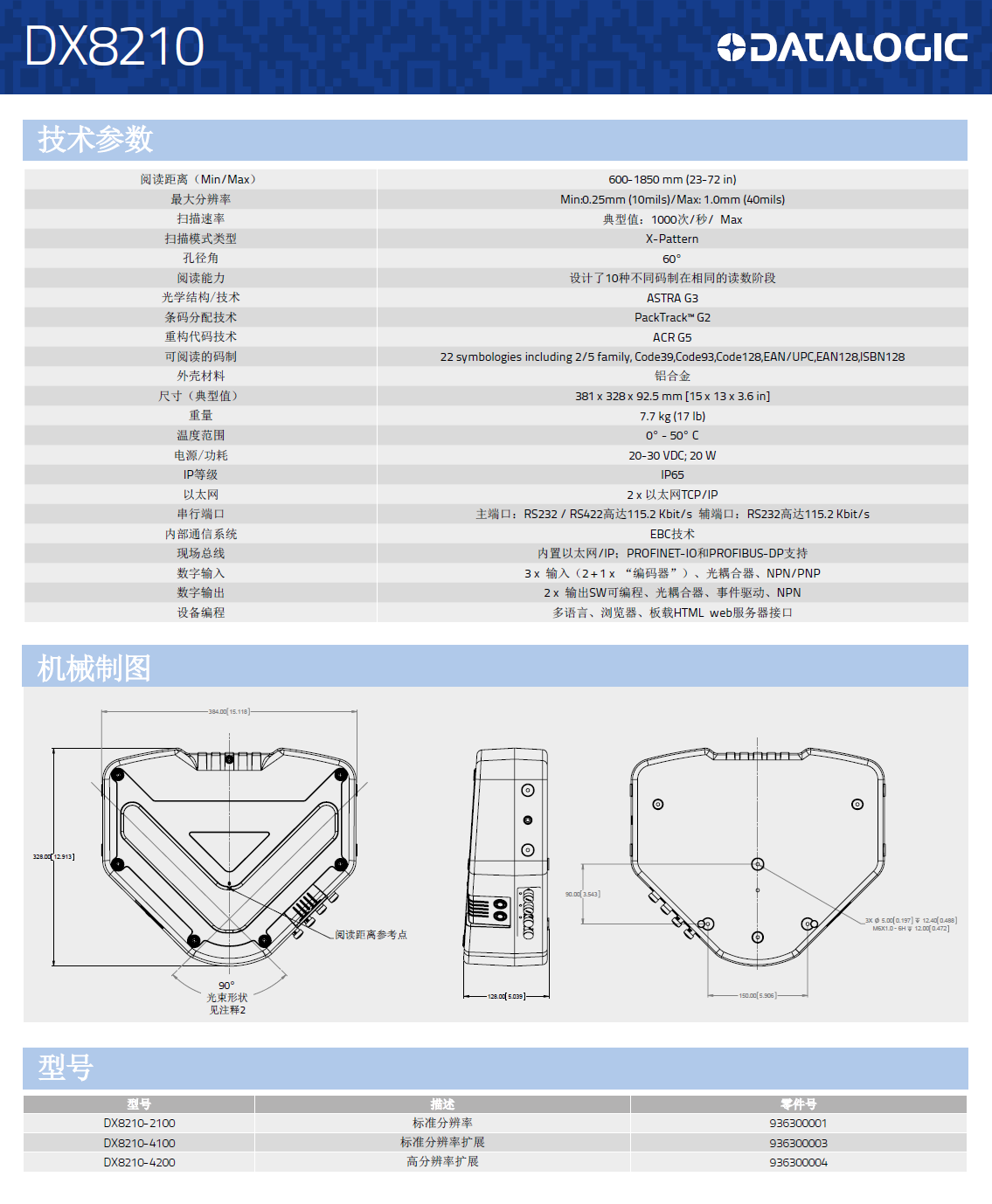 DX8210*方位条码扫描固定式读码器型号、规格、尺寸具体图片展示 DX8210*方位条码扫描固定式读码器型号、规格、尺寸具体图片展示